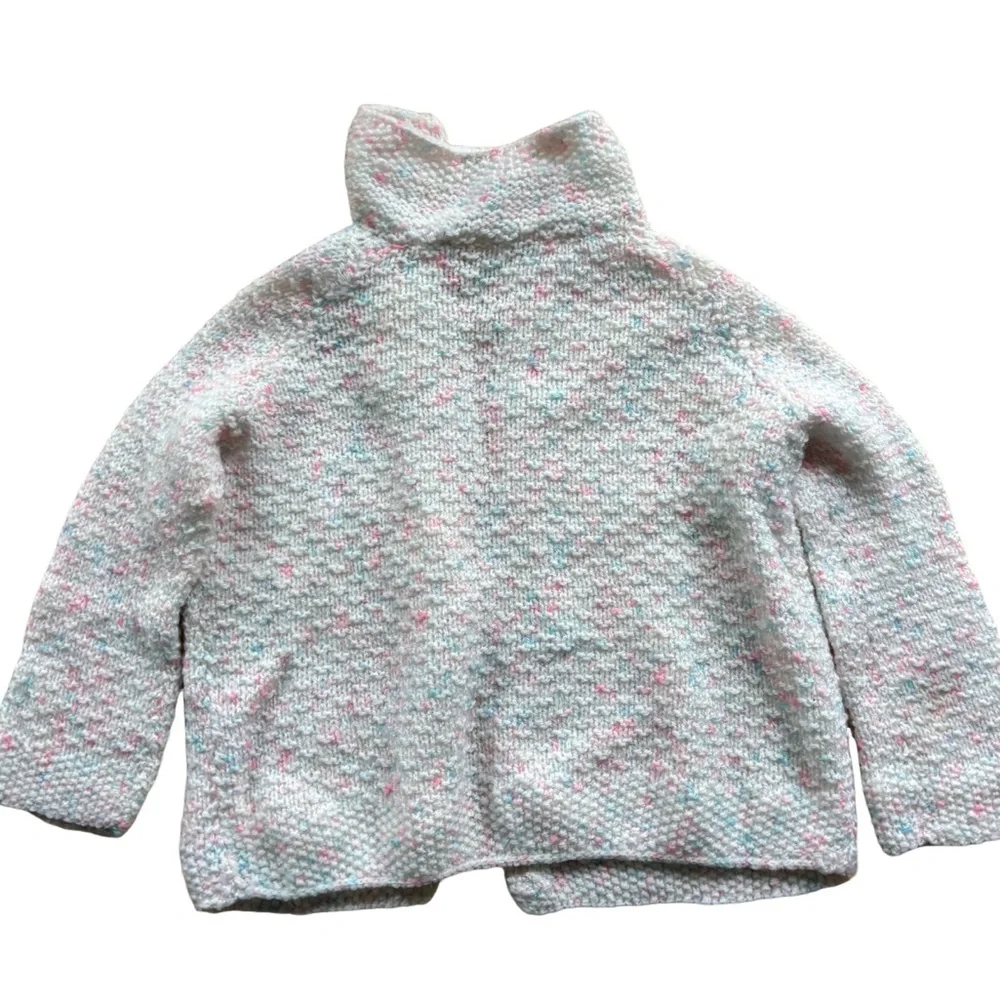Baby Pastel Pink Blue White Knit Cardigan 6-9M Hidden Snap Button Placket EUC